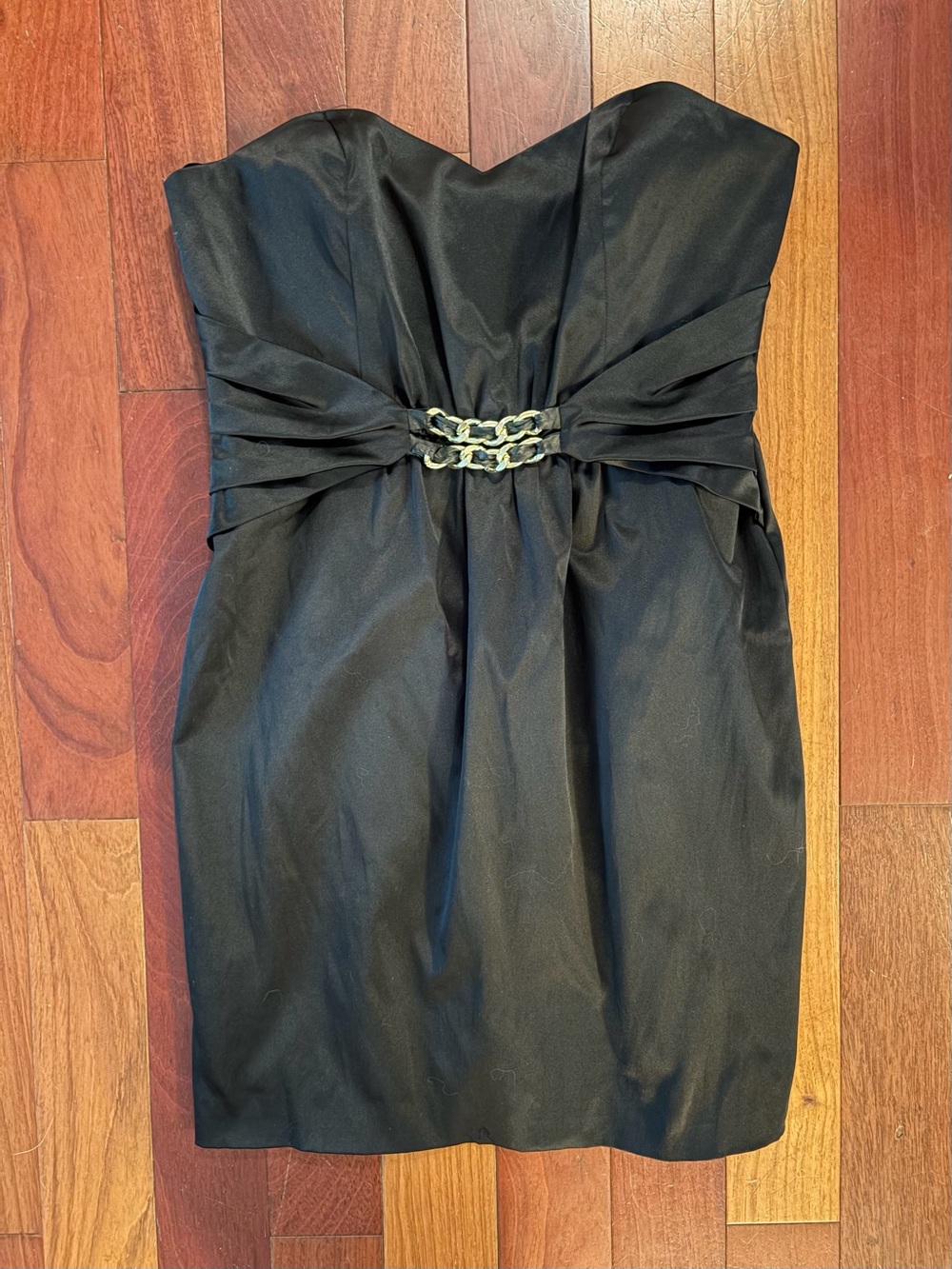 BCBGeneration Black Satin Strapless Cocktail Dress Size 6